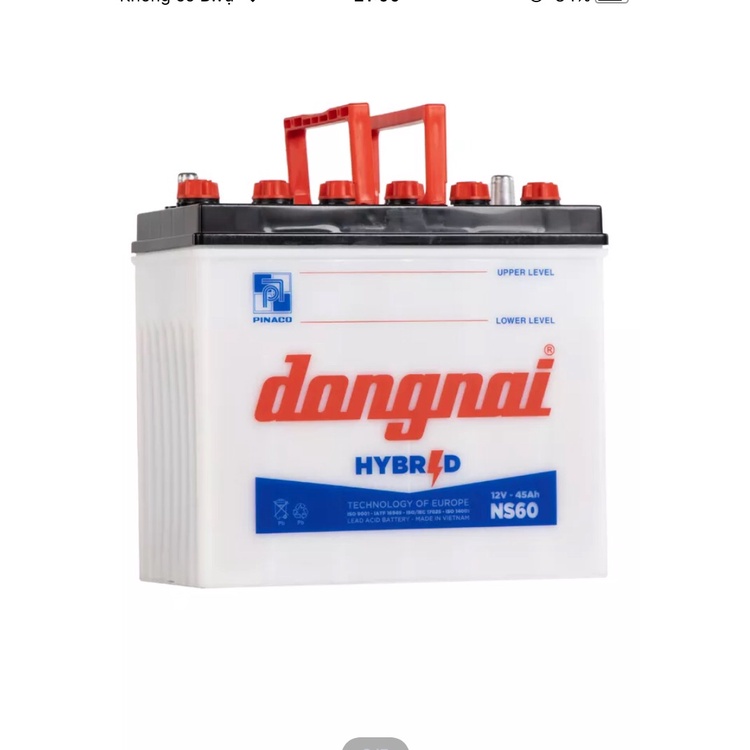 Bình ắc quy 12v Hybrid đồng nai NS60 | 12V - 45ah tặng acid châm bình