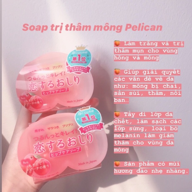 Xà Phòng Giảm Thâm Sáng Mông Pelican For Back 80g Trái Đào