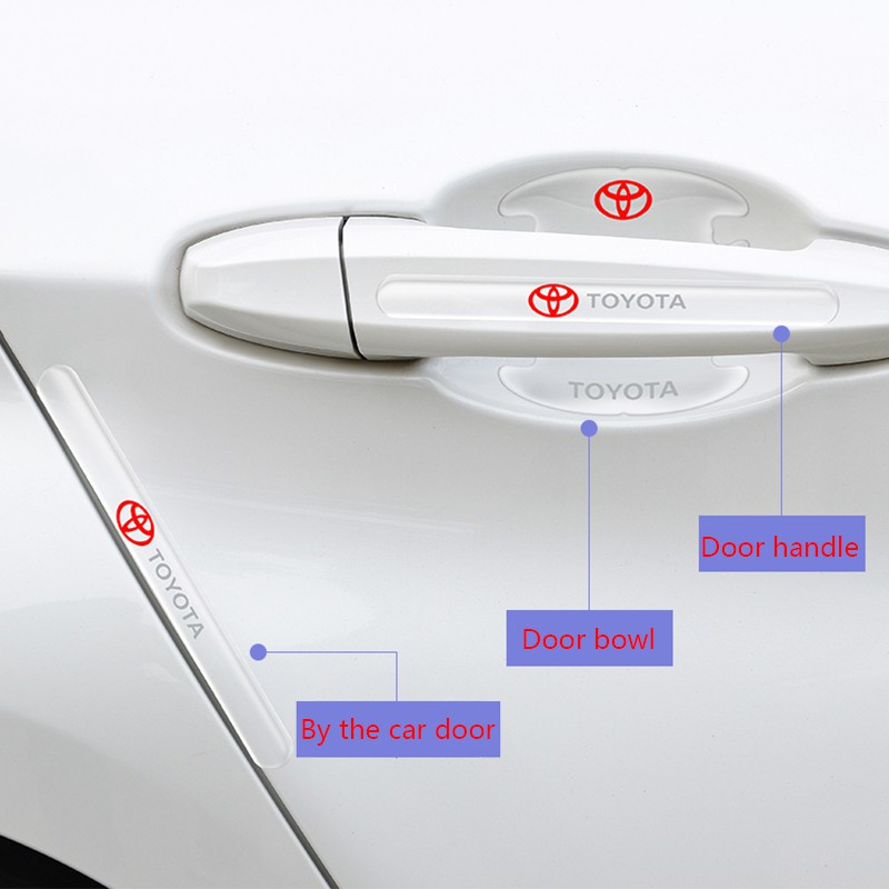 TOYOTA Set 4 / 8 Miếng Dán Trong Suốt Bảo Vệ Tay Nắm Cửa Xe Hơi Vios Rush Corolla Wish Avanza