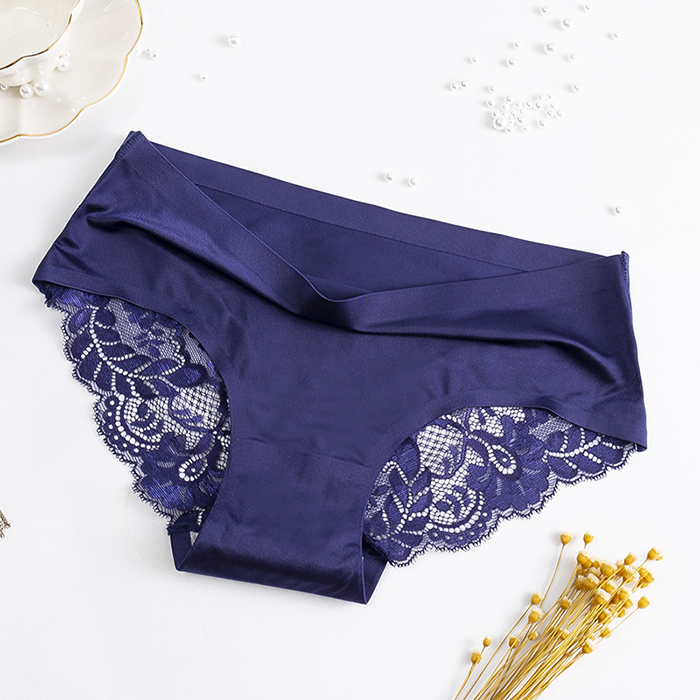 M~2XL Sexy Lace Panties Women Ice Silk Seamless Mid-Waist Transparent Autumn and Winter Cotton Crotch Ladies Briefs | BigBuy360 - bigbuy360.vn