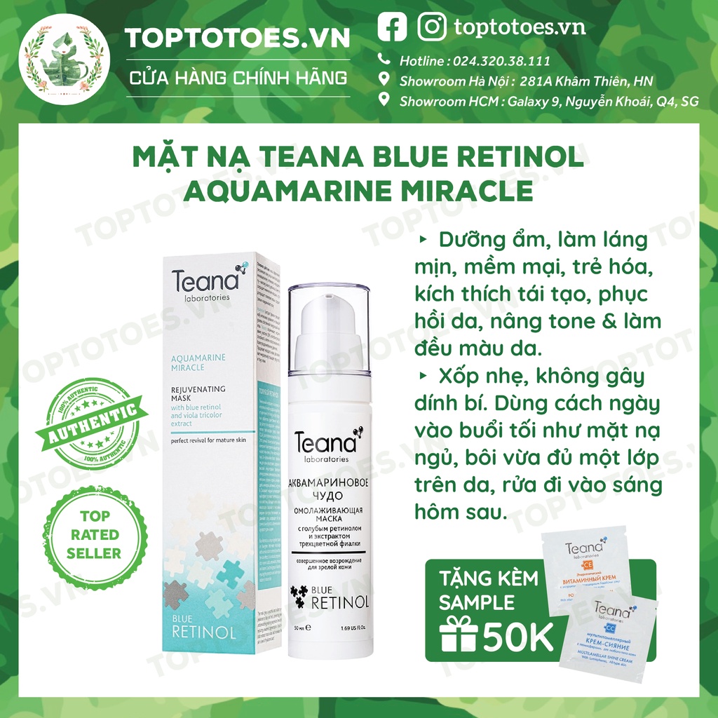 Mặt nạ Teana Blue Retinol Aquamarine Miracle 50ml nuôi dưỡng, trẻ hoá da