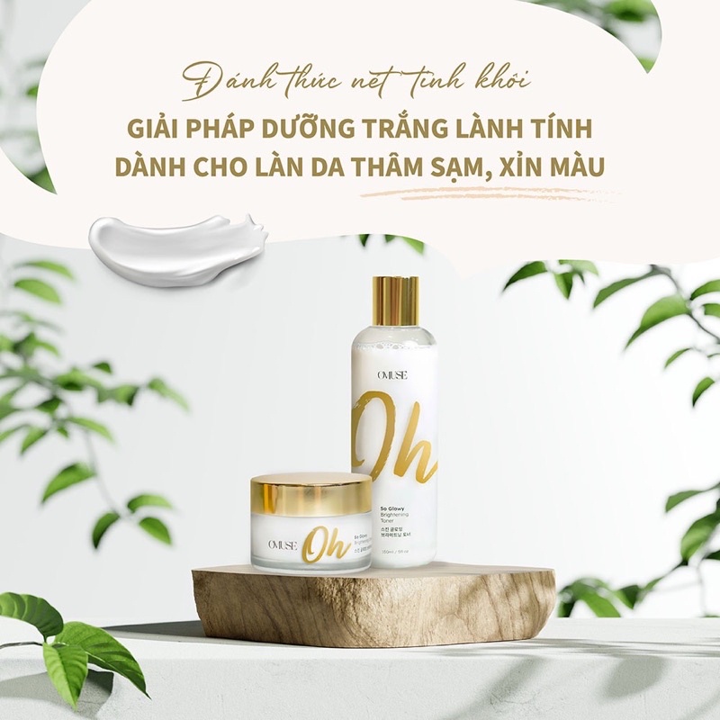 Bộ đôi toner và kem dưỡng trắng mọng nước chống lão hoá Oh so glowy brightening nước hoa hồng kem dưỡng