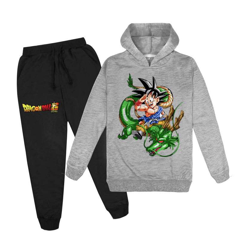 Áo Hoodies Có Nón Dài Tay + Quần Dài In Hình Dragon Ball Cho Bé