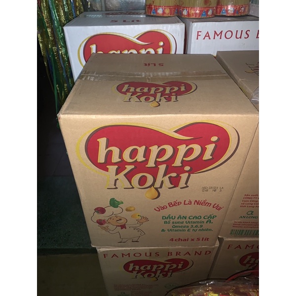Dầu ăn Happy KoKi 5 lít (1 thùng 4 can)