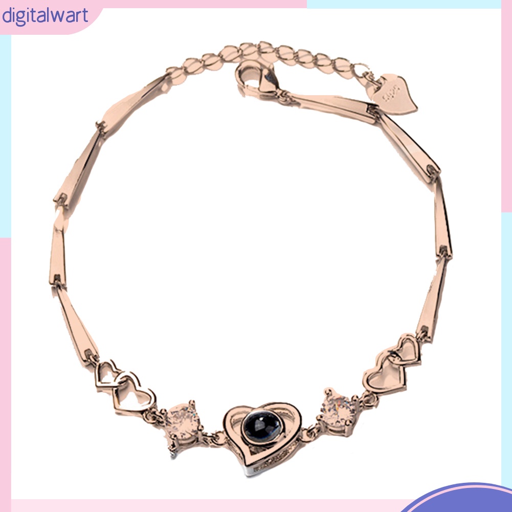 Vòng tay kim loại mặt trái tim khắc chữ I Love You