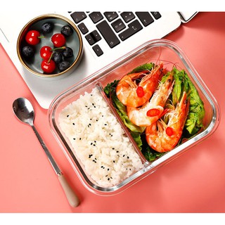 Hộp cơm thủy tinh 3 ngăn, hộp cơm văn phòng đựng thức ăn cao cấp