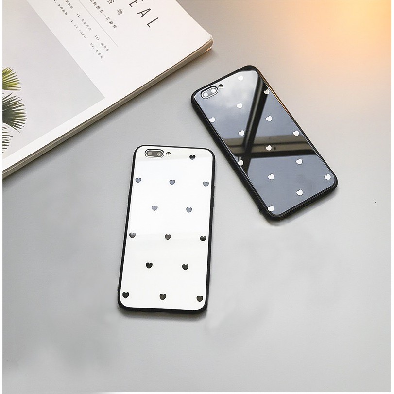 Ốp iphone kính hình trái tim cho iphone 6 s plus 7 8 plus Xr X s max 11 11 pro max 12 mini 12 pro max