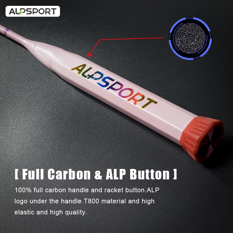 ALPSPORT Vợt Cầu Lông ALP BBQ2.0 8U 100% Hợp Kim Titan Sợi Carbon Siêu Nhẹ 24-30Lbs Kèm Túi Đựng Tiện Lợi