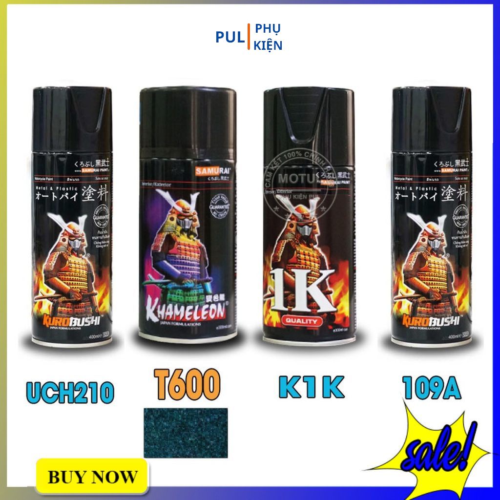 Bộ 4 sơn samurai màu xanh lá ánh tím 3d khameleon gồm K7/T600 - UCH210 - 109A - K1K - giấy nhám P800