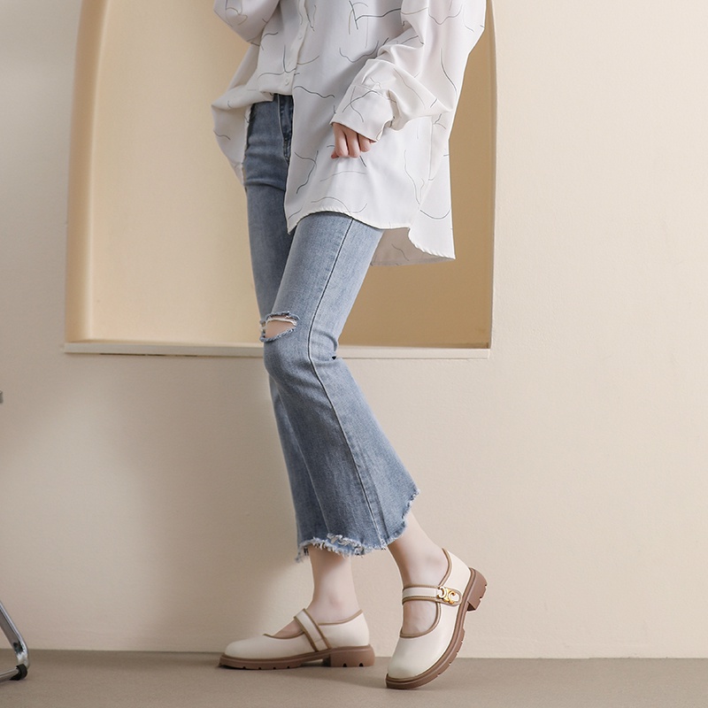 Giày Búp Bê Da Mũi Tròn Đế Dày Mềm Mại Phong Cách Anh Quốc Cổ Điển Size 34-42 Cho Nữ