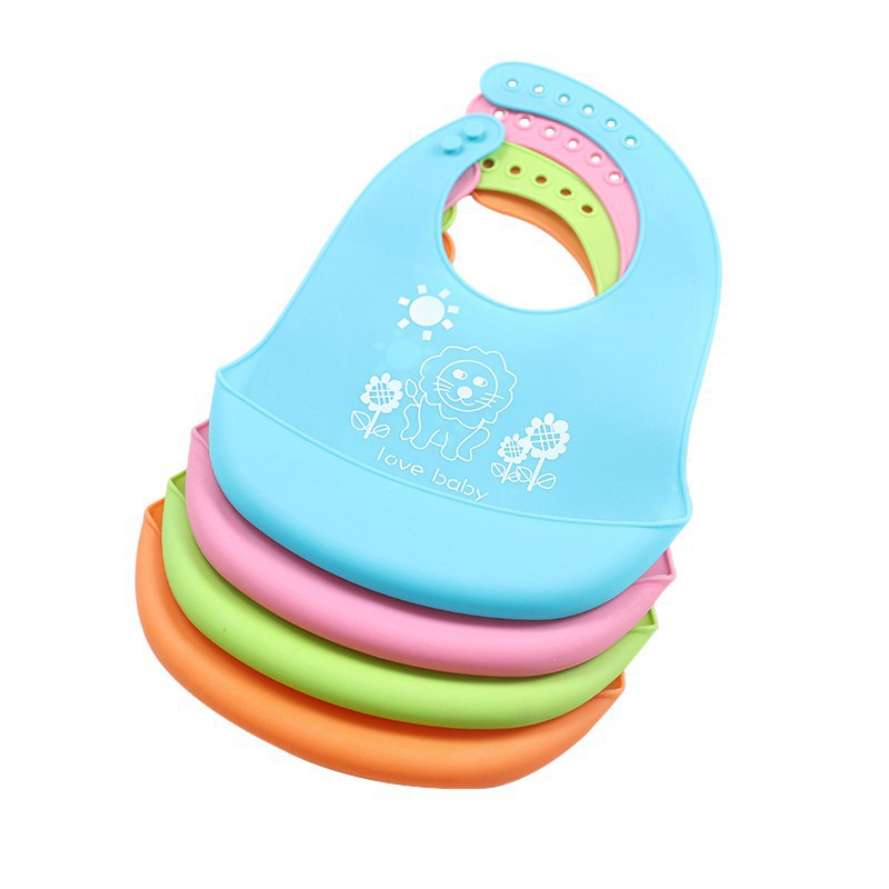 Yếm ăn uống từ silicone chống thấm nước in hình xinh xắn cho bé