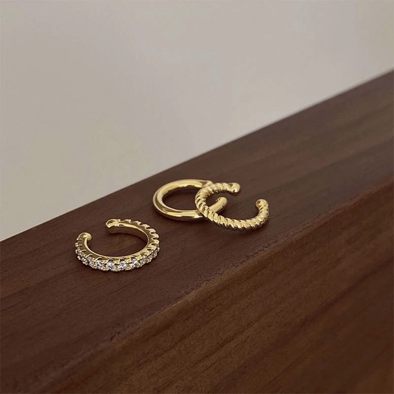 1 Bộ Khuyên Kẹp Vành Tai Tròn Mạ Bạc 925 Đơn Giản