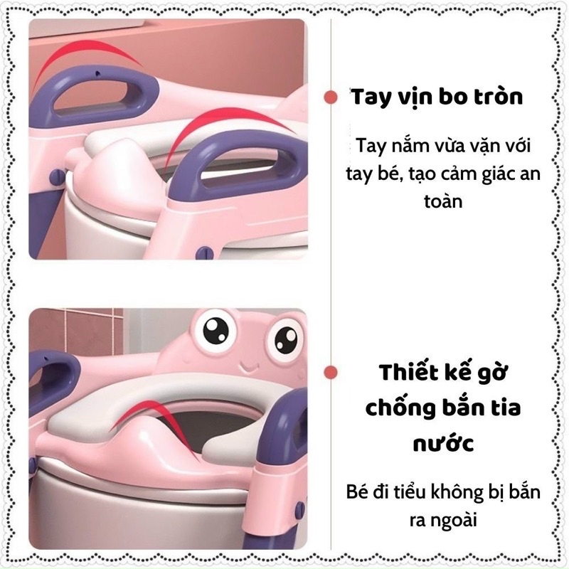 Bô Vệ Sinh Cho Bé Có Thang Và Đệm Lót, Nắp Thu Nhỏ Bồn Cầu Cho Bé
