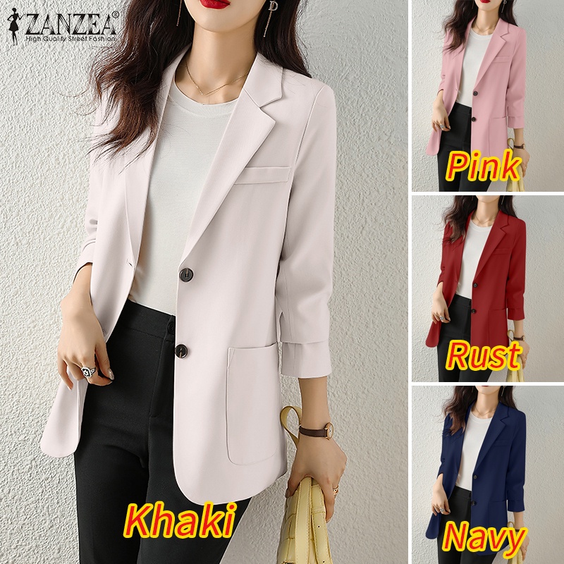 Áo khoác blazer mỏng ZANZEA có túi thời trang dành cho nữ