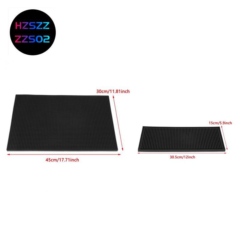 2Pcs Rubber Service Bar Mat Heavy Duty Home Bar and Rubber Drip Mats Cocktail Bartender Tea Cup Mug Set Waterproof Kitchen Placemat - Large & Small