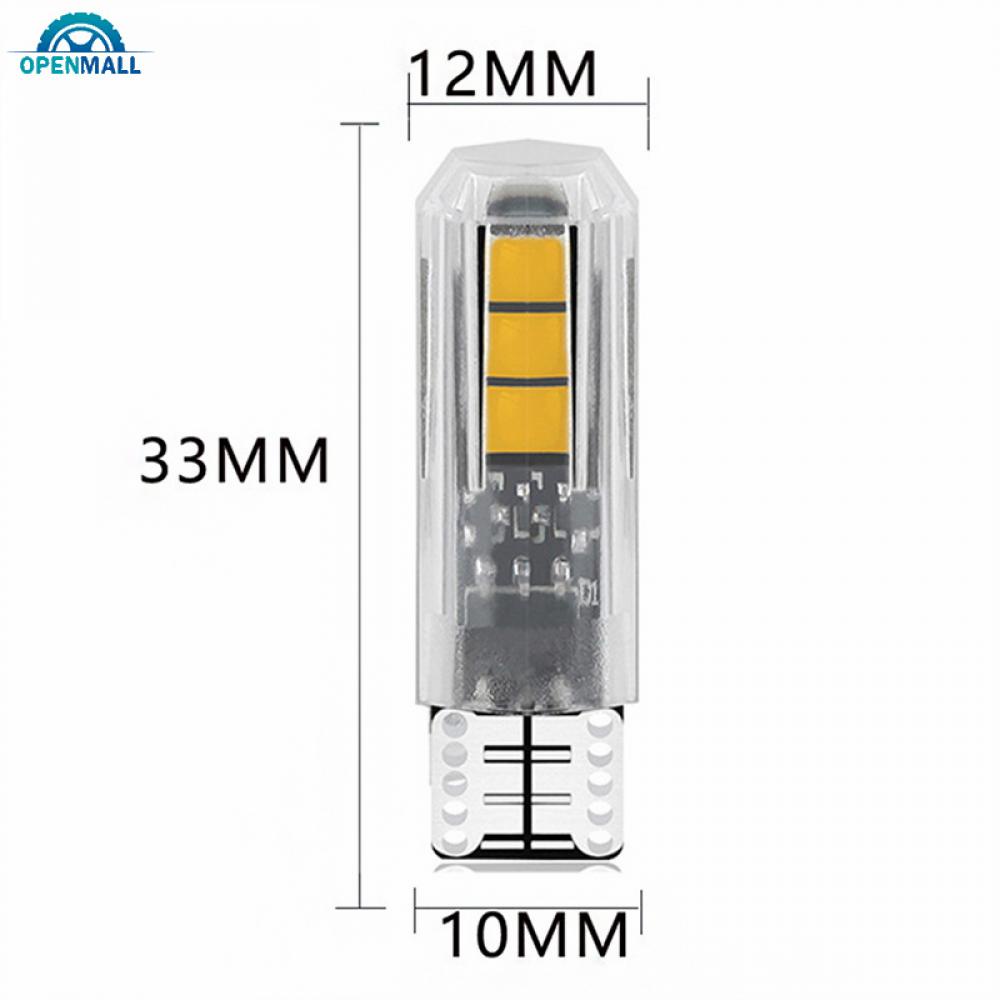 2 Đèn Led 12V T10 6LED W5W SMD Ánh Sáng Trắng Cao Cấp Cho Xe Ô Tô