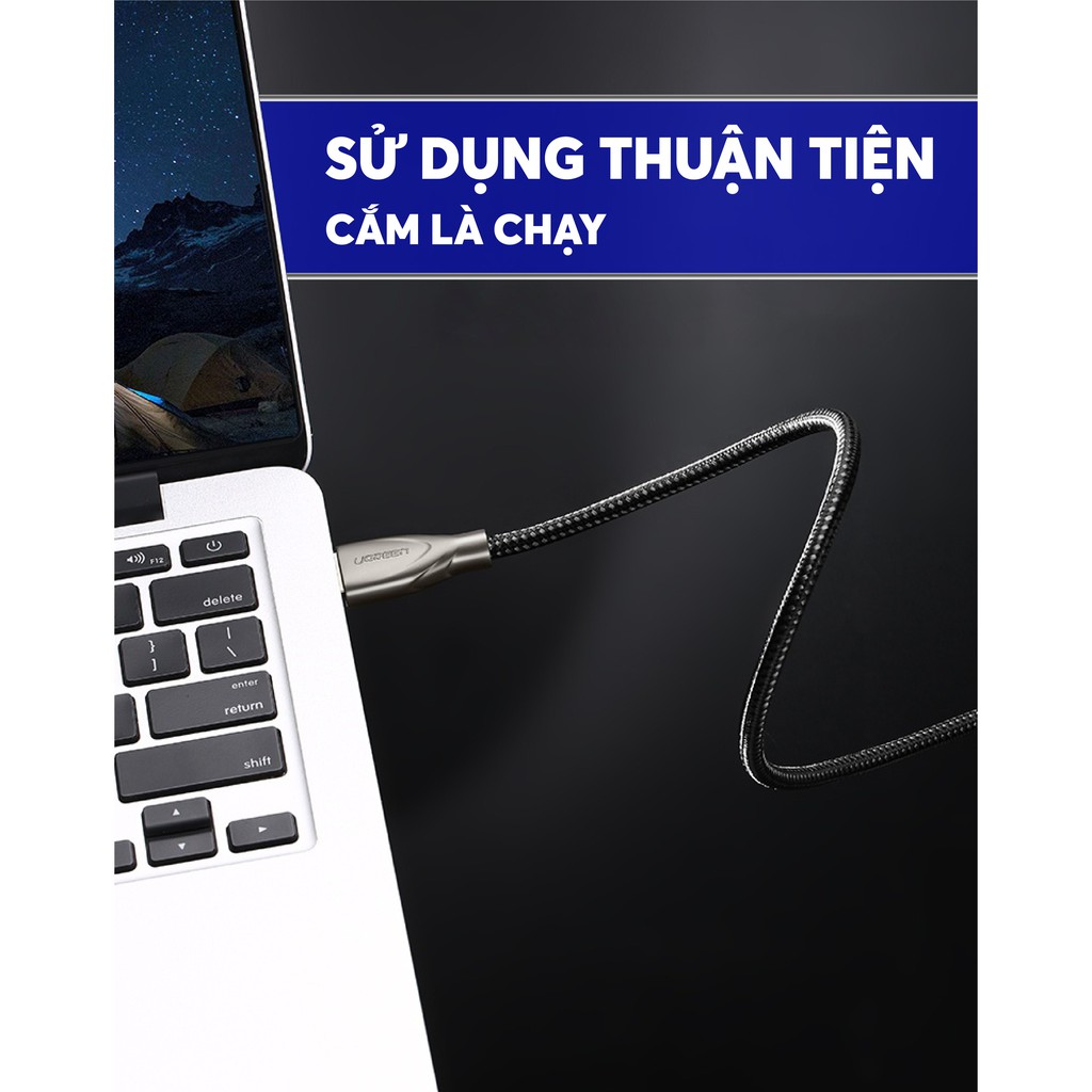 Cáp HDMI 2.0 Carbon chuẩn 4K độ dài từ 1-5m UGREEN HD131 - Hàng phân phối chính hãng - Bảo hành 18 tháng