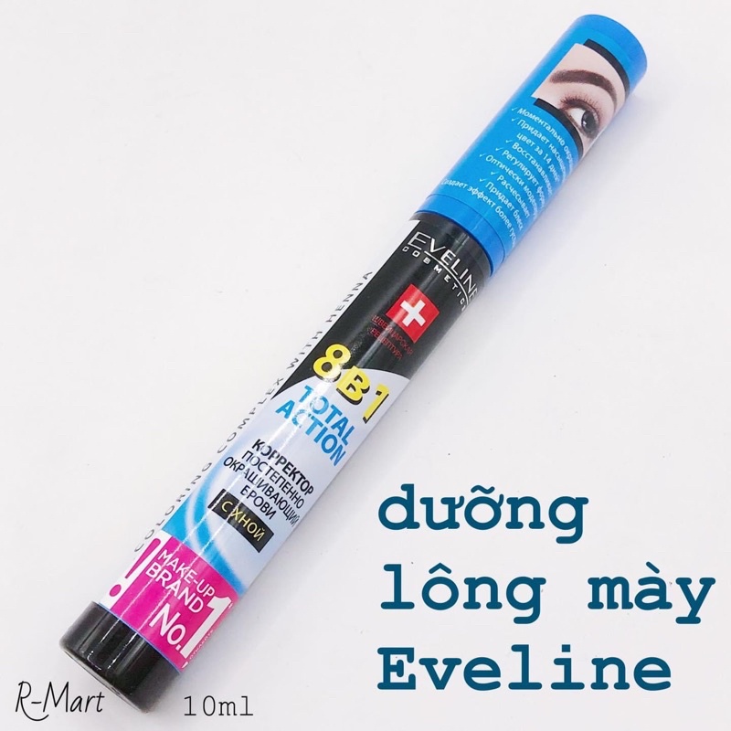 Tinh chất dưỡng mày Eveline 8B1 Total Action Eyebrow nuôi dưỡng chân mày dày và rậm 10ml