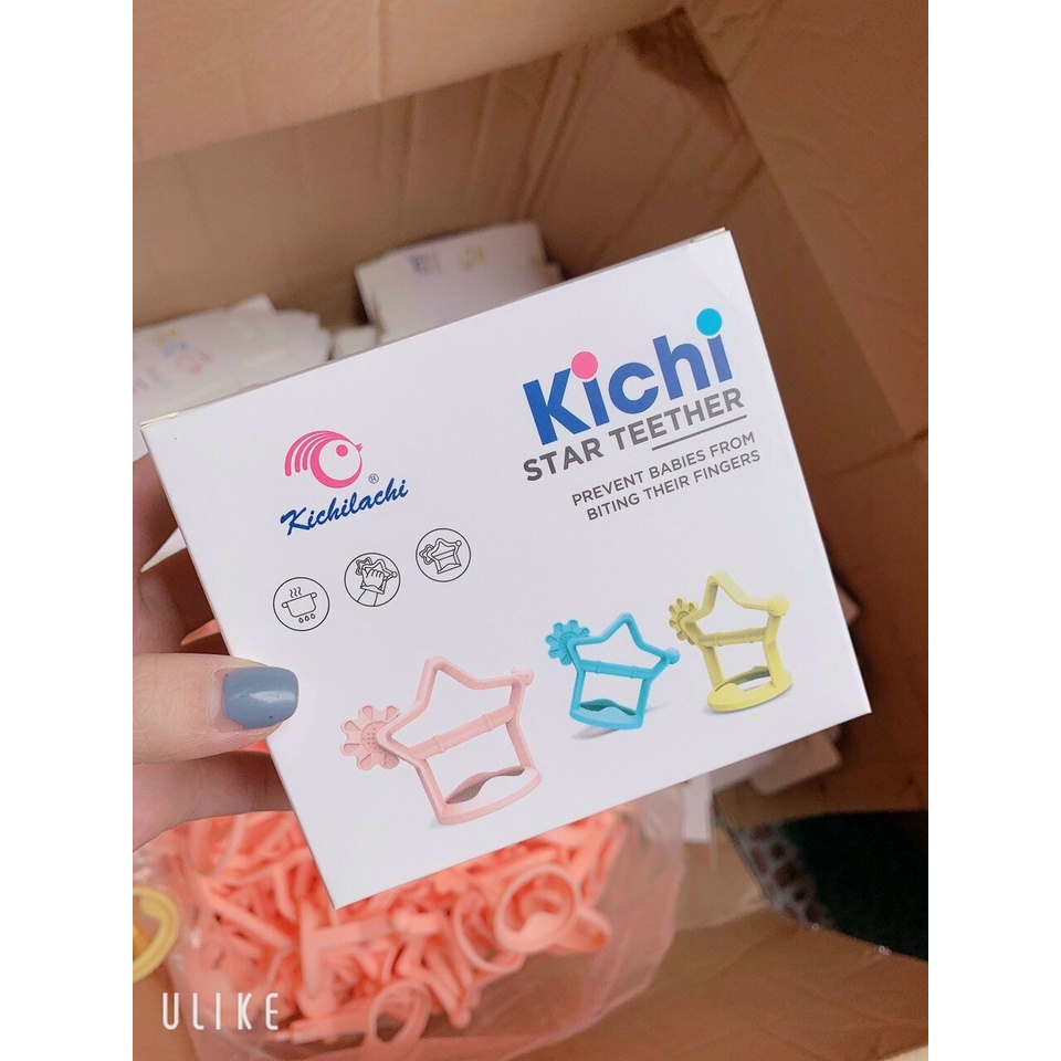 Gặm Nướu Cho Bé Kichi Hình Ngôi Sao,Chất Liệu 100% Slicone, Có Quai Cầm Chống Rơi, Cho Bé 3 Tháng Trở Lên!