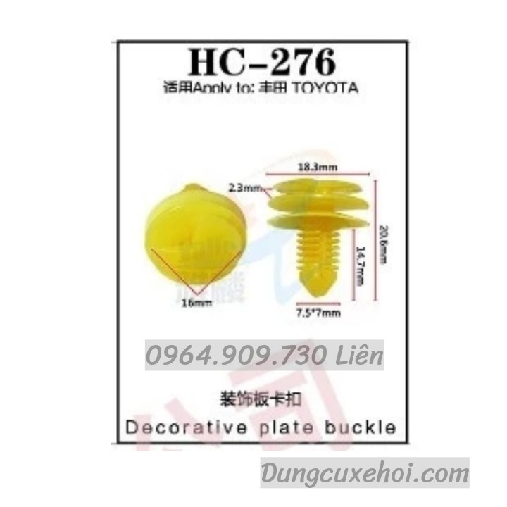 Bộ 20 đinh tán, chốt vít nở vit Nhựa Loại 1 cho xe hơi ô tô toyota Nhựa Nylon Polyme AHC276