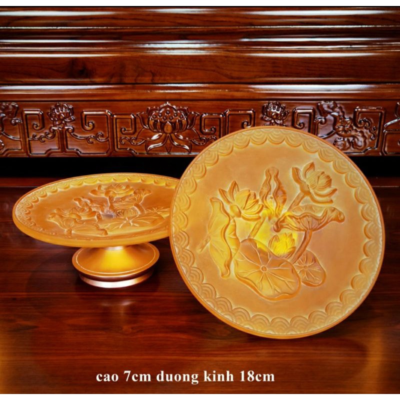 Bộ thờ cúng thủy tinh lưu ly vàng phối  đồng cao cấp
