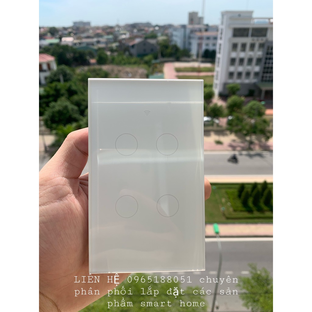 CÔNG TẮC THÔNG MINH WIFI TUYA( WIFI + RF433) 4 NÚT CAO CẤP 2021 ĐEN, TRẮNG