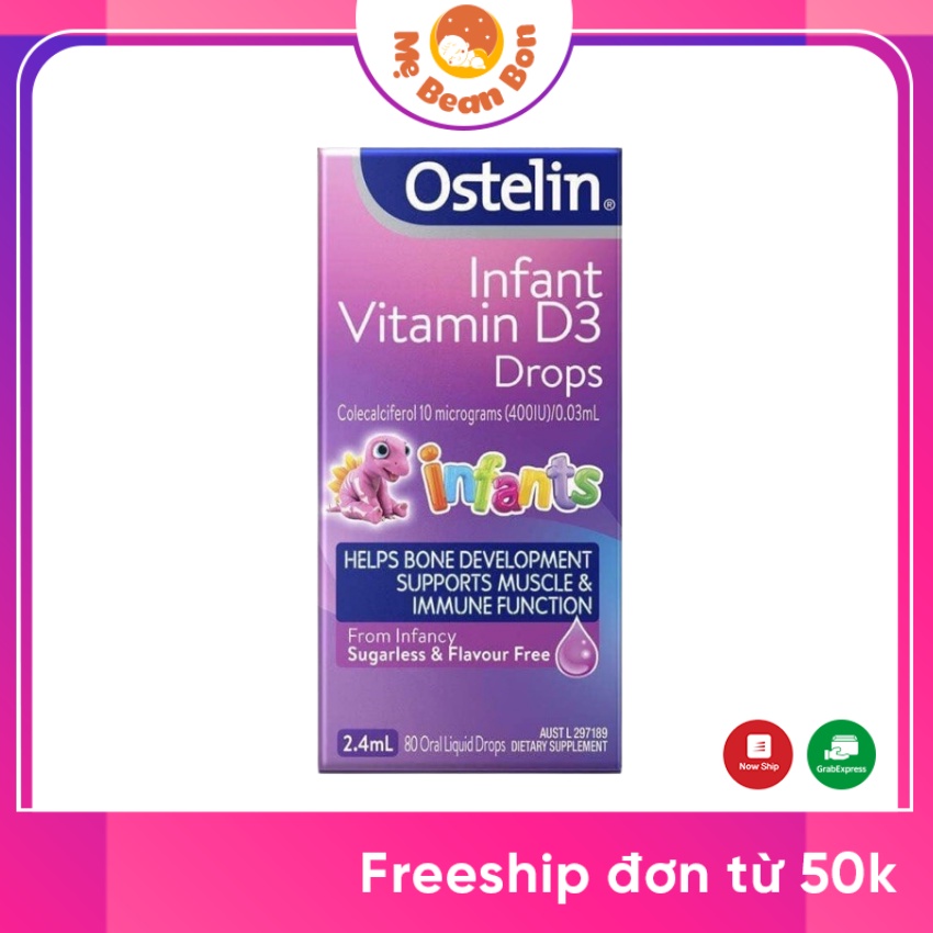 vitamin d3 drops dạng giọt 2.4ml cho trẻ từ sơ sinh Ostelin Infant của úc giúp bé hấp thụ canxi phát triển chiều cao