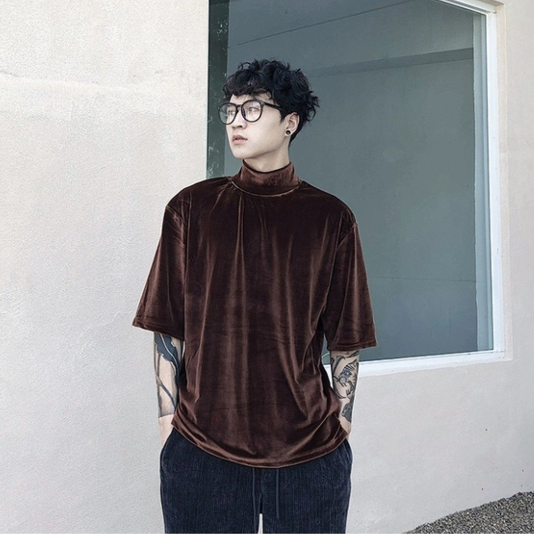 Áo nhung nam CỔ LỌ tay lỡ form rộng , chất liệu sang trọng | BigBuy360 - bigbuy360.vn