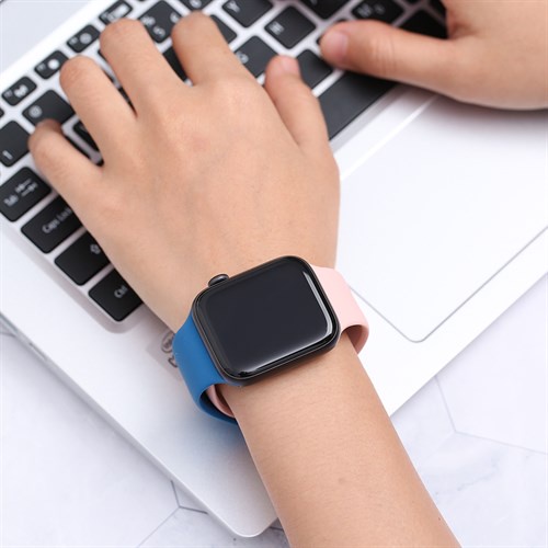 Dây silicone MVW cho đồng hồ Apple 44 mm xanh hồng M02-02-44
