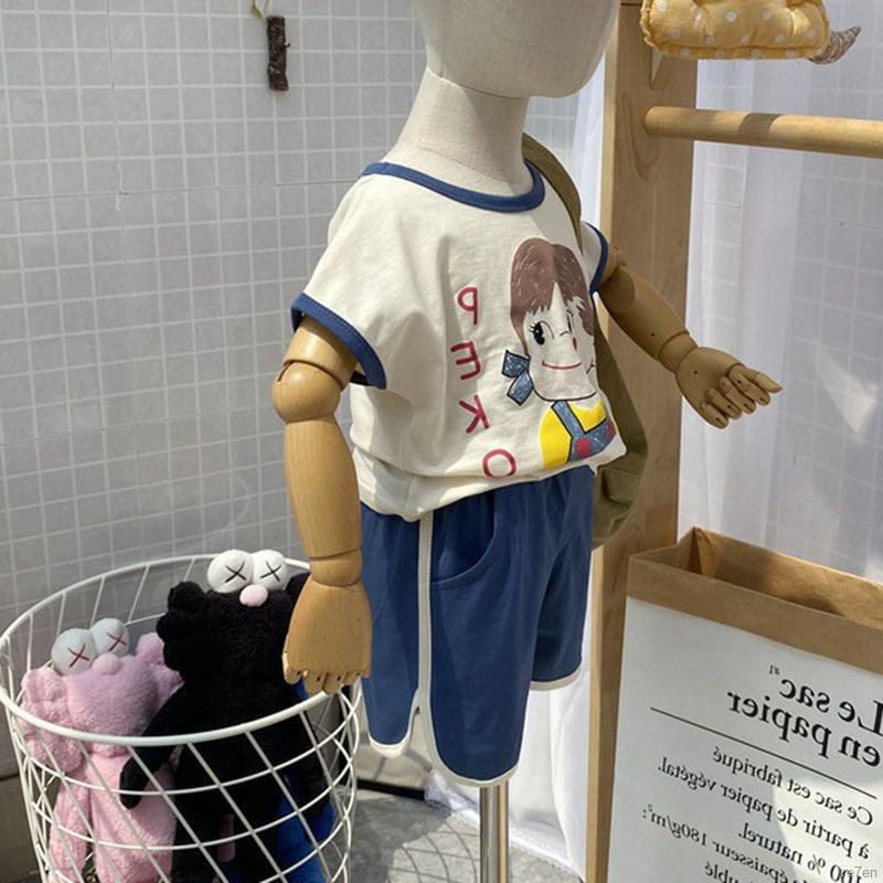 Set áo thun tay ngắn &amp; quần đùi họa tiết hoạt hình đáng yêu dành cho bé