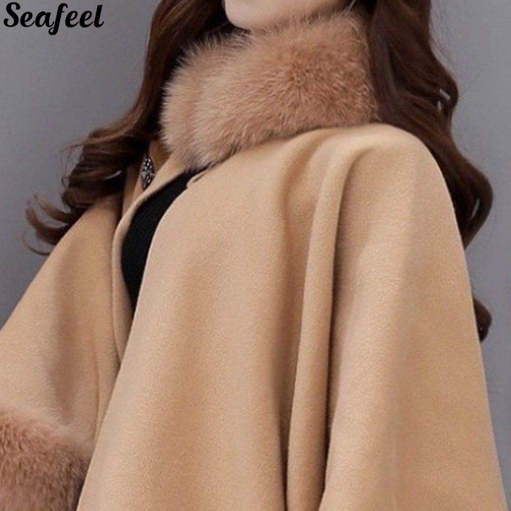 Áo choàng Poncho dáng dài chất liệu dày dặn giữ ấm thời trang cho nữ
 | BigBuy360 - bigbuy360.vn