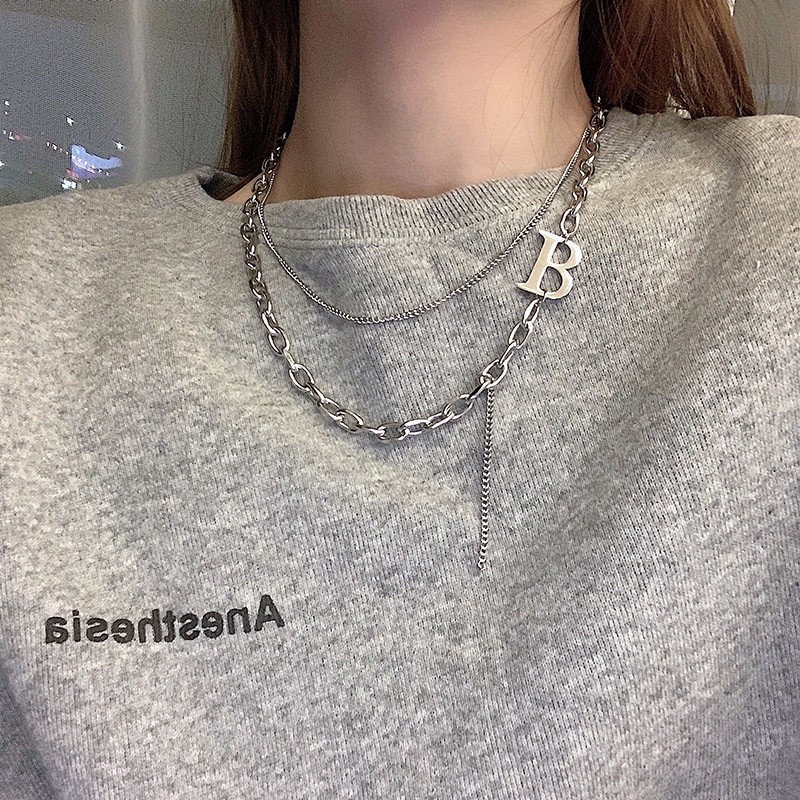 [Augustcloth | AugustJewelry] Dây chuyền/ vòng cổ hợp kim mắc xích chữ B phong cách Hàn Quốc