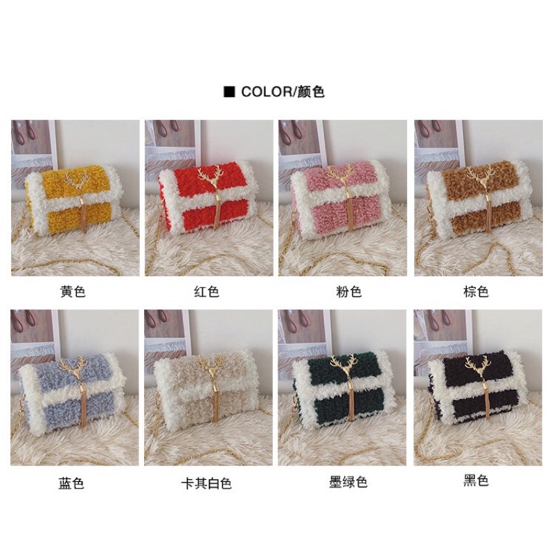 (CÓ VIDEO HƯỚNG DẪN) Túi xách handmade tự đan, túi xách đeo chéo len xù mác sừng hươu