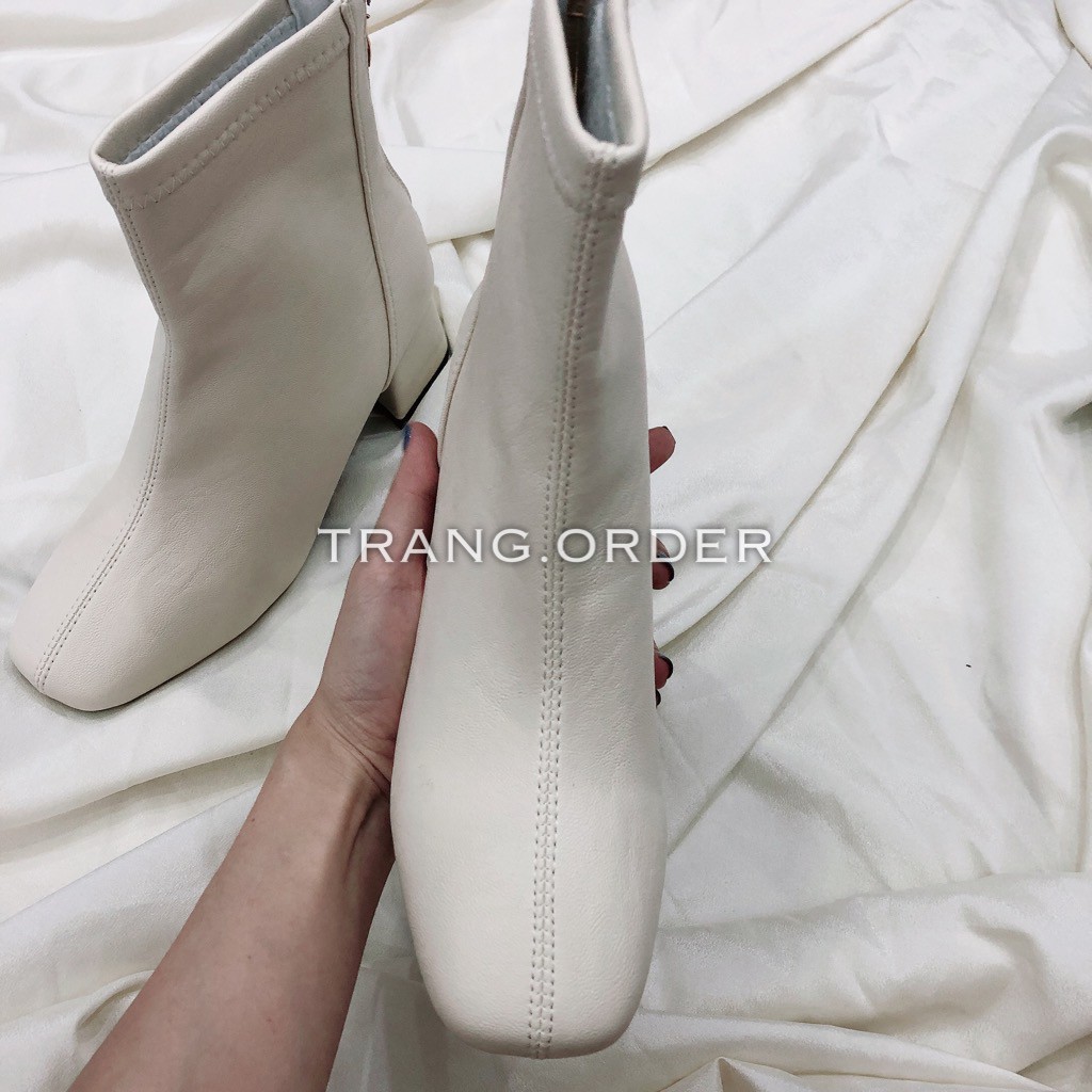 Giầy boot mũi vuông cao gót
