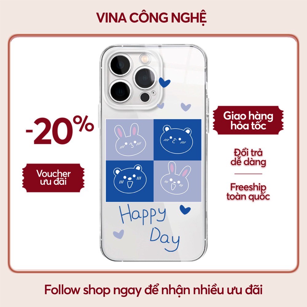 Ốp lưng Vsmart Joy 3/Joy 4/Bee 3/...Silicone dẻo trong viền bảo vệ camera hình Gấu Thỏ