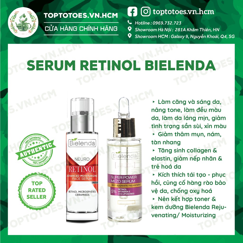 Serum Retinol Bielenda Neuro/ Mezo Skin Clinic trẻ hoá, làm da căng bóng, mờ thâm sẹo