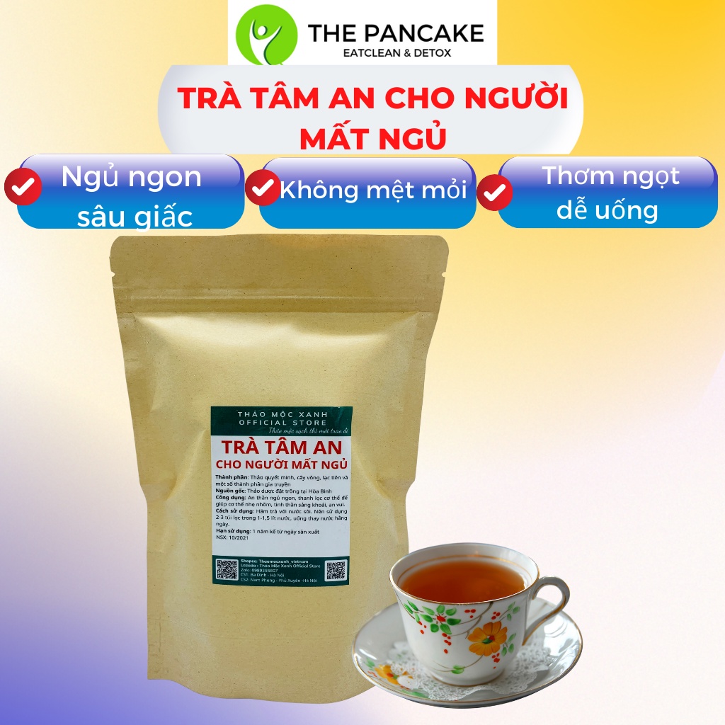 Trà Tâm An cho người mất ngủ, ngủ không sâu giấc, sảng khoái tinh thần 100% Tự Nhiên - Thảo Mộc Xanh Official Store.