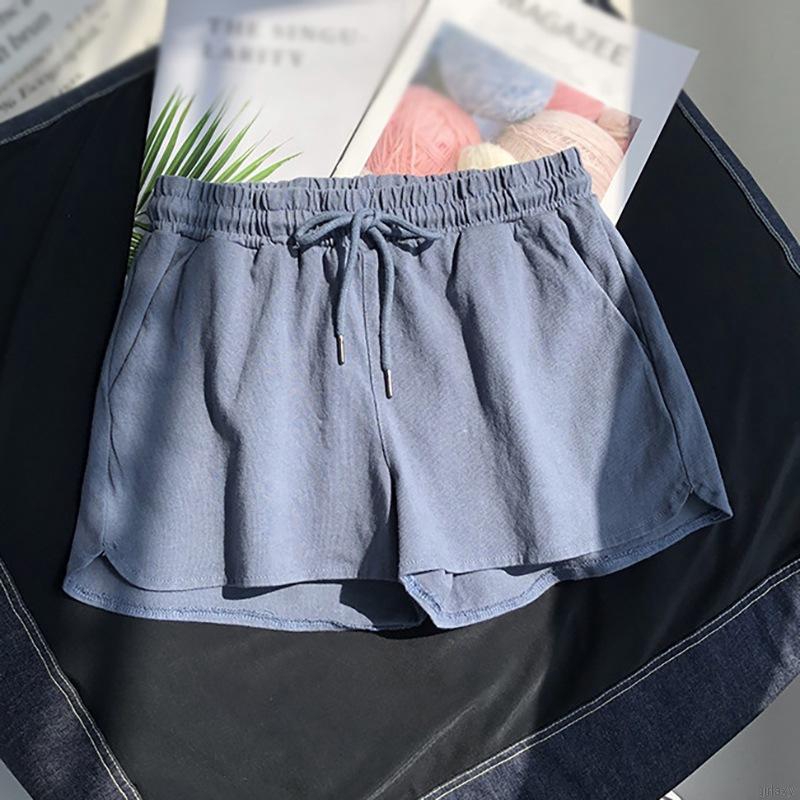 Quần Đùi Thể Thao Lưng Thun Co Giãn Màu Trơn Phong Cách Hàn Quốc