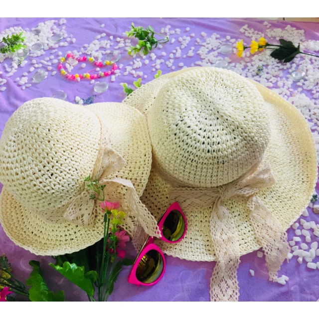 Set mũ cói Mẹ và bé- hàng thủ công TẶNG QUÀ ĐÁNG YÊU CHO MẸ VÀ BÉ