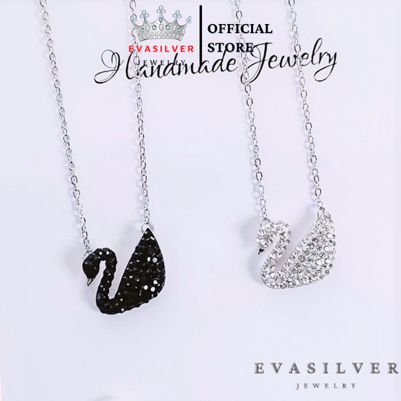 Dây chuyền bạc Ý cao cấp mặt thiên nga nạm đá màu - Trang Sức Bạc Evasilver
