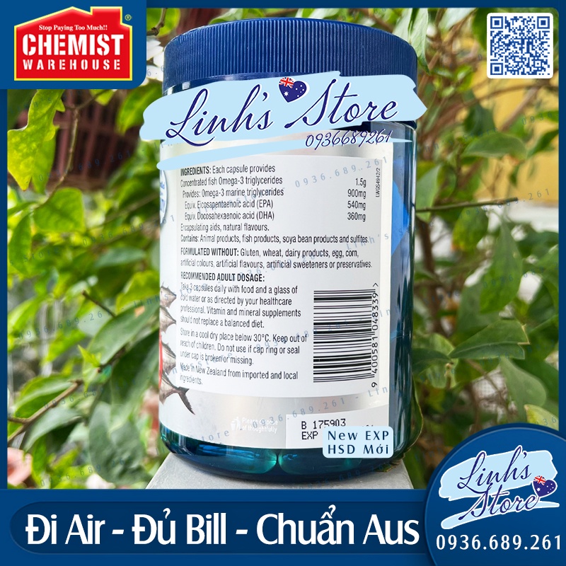 Dầu cá 3000mg Wagner Fish Oil - 150 viên 💙 Chemist Warehouse - Úc