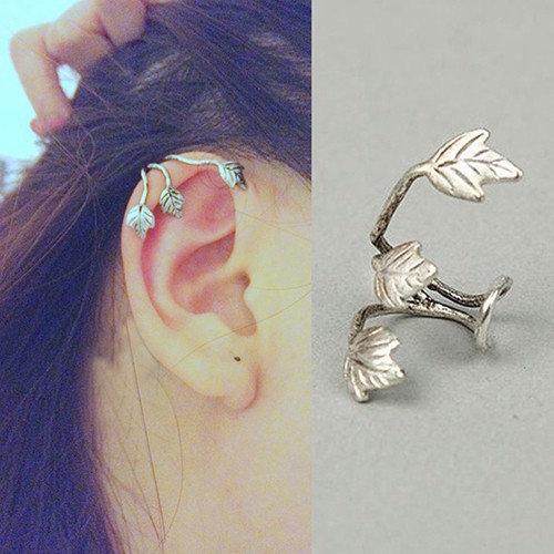Khuyên tai mặt hình lá thiết kế đơn giản cho nữ