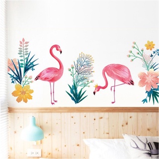 Tranh dán tường 3D Đôi chim hồng hạc [Size 125x55cm]