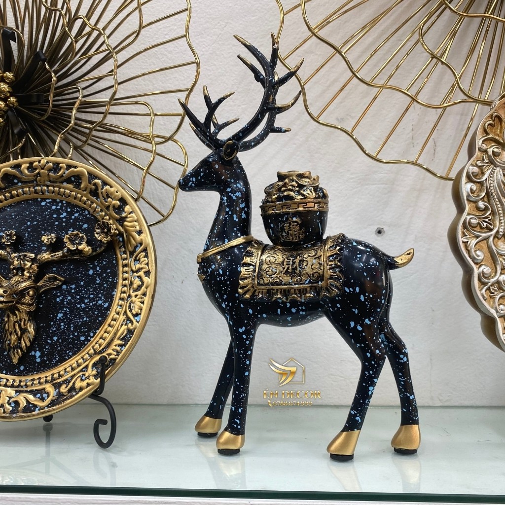 Set Hươu Trang Trí, Đĩa Hươu Trang Tri Tủ Kệ, Trang Trí Nhà Cửa, Én Decor