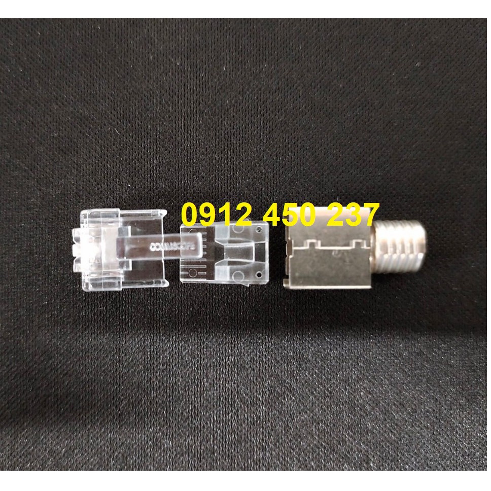 Đầu bấm mạng RJ45 cho cáp Cat6A AMP/Commscope 6-2111989-3 chính hãng kèm đầu chụp có CO, CQ