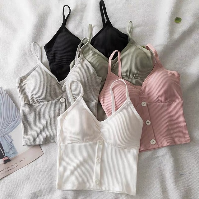 Áo Bra Cotton - Áo Ngực Bra Len Tăm Thân Dài 3 Khuy Có Đệm Ngực 2079
