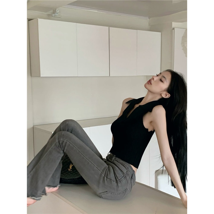 Áo Dệt Kim Sát Nách Cổ Polo Form Ôm Phong Cách Quyến Rũ