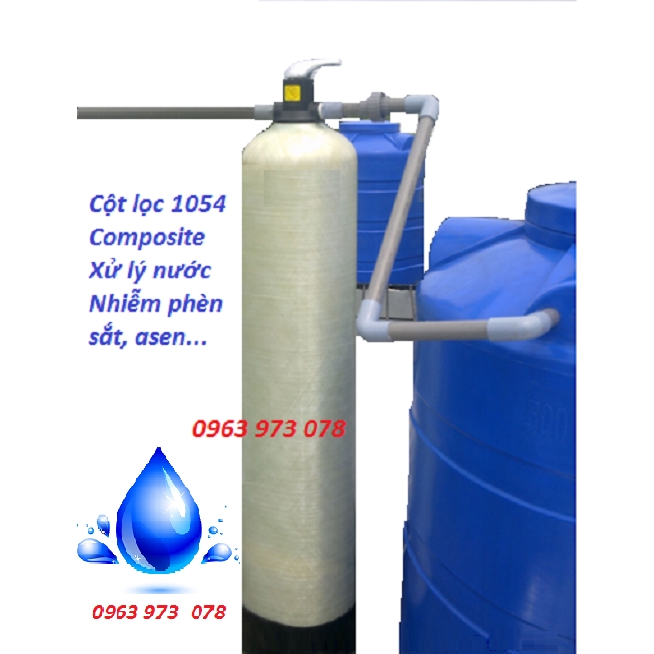 Cột Lọc Nước Giếng Khoan Khử Phèn, Sắt, và Asen Composite 1054| Khử Sắt, Phèn Màu Ố Vàng, Tanh Hôi