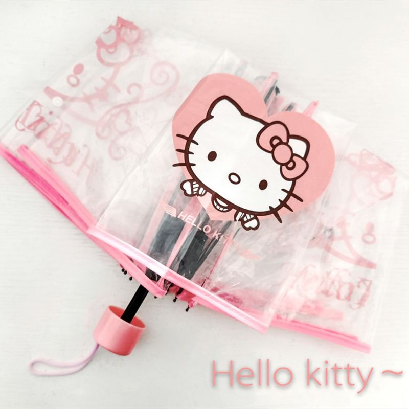 Dù Mềm Trong Suốt In Hoạt Hình Mèo Kitty Kiểu Hàn Quốc Dễ Thương Cho Bé Gái