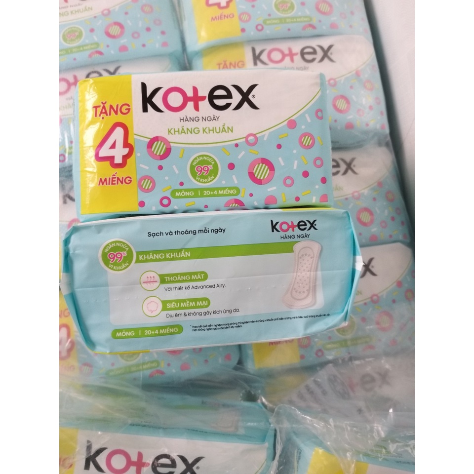 COMBO 4Gói Băng vệ sinh kotex hằng ngày 20 miếng khuyến mãi 4 miếng cùng loại trong gói